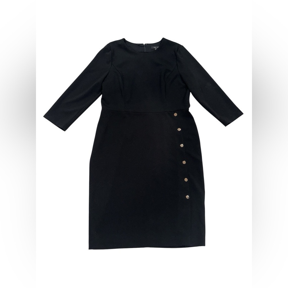 Chic woman’s Black Long Sleeve Dress with Button Accents size 12
